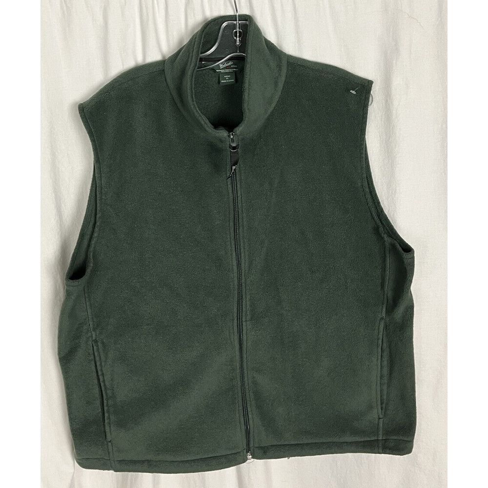 Woolrich Jacket Men XL Green‎ Vest Coat Fleece Full Zip & Pockets